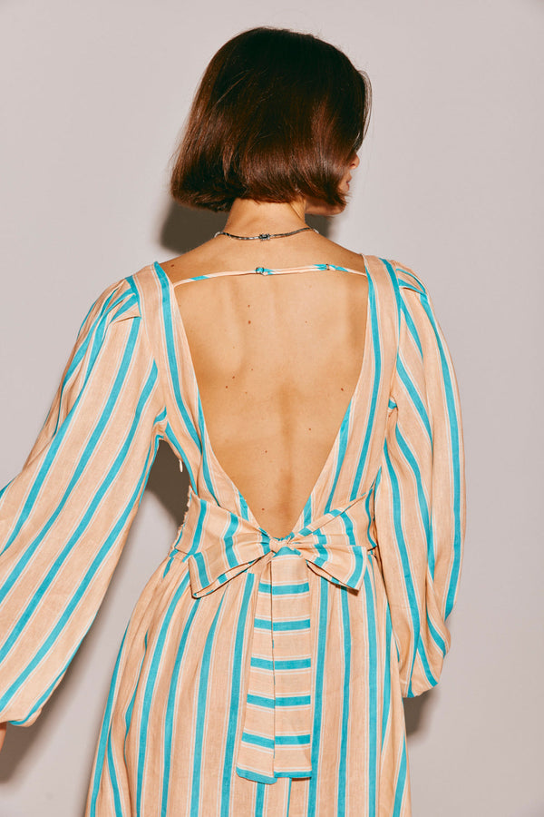 Backless Striped  Dress