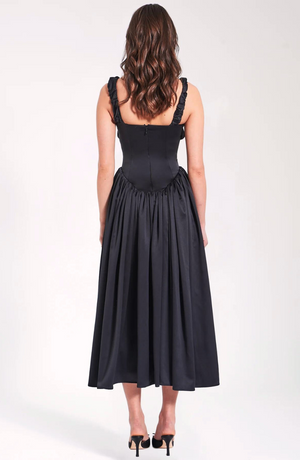 Pleated Strap Puffy Maxi Dress