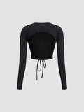 Open Back Long Sleeve Crop Shirt