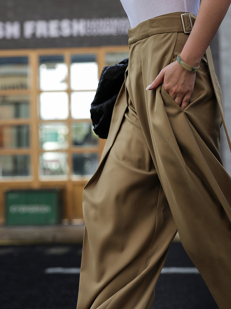 Oversized Tied Wide Leg Dress Pants