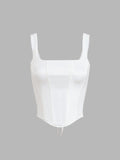 Ivory Glow Tied Crop Corset Top