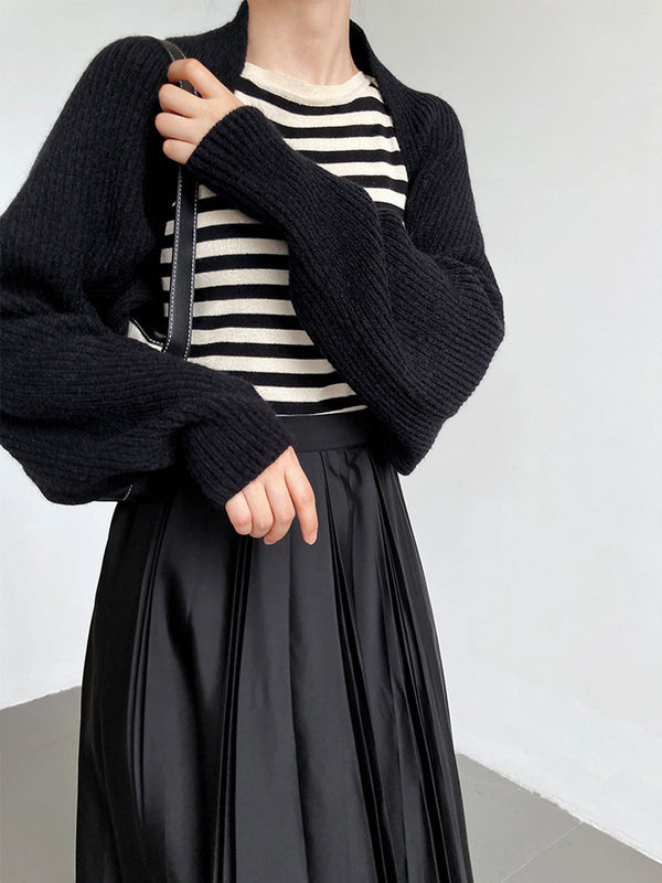 Solid Open-Front Shrug Sweater