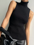 Minimalist Mock Neck Rib Tank Top