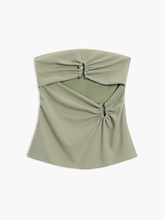 U-Ring Cutout Zippered Tube Top