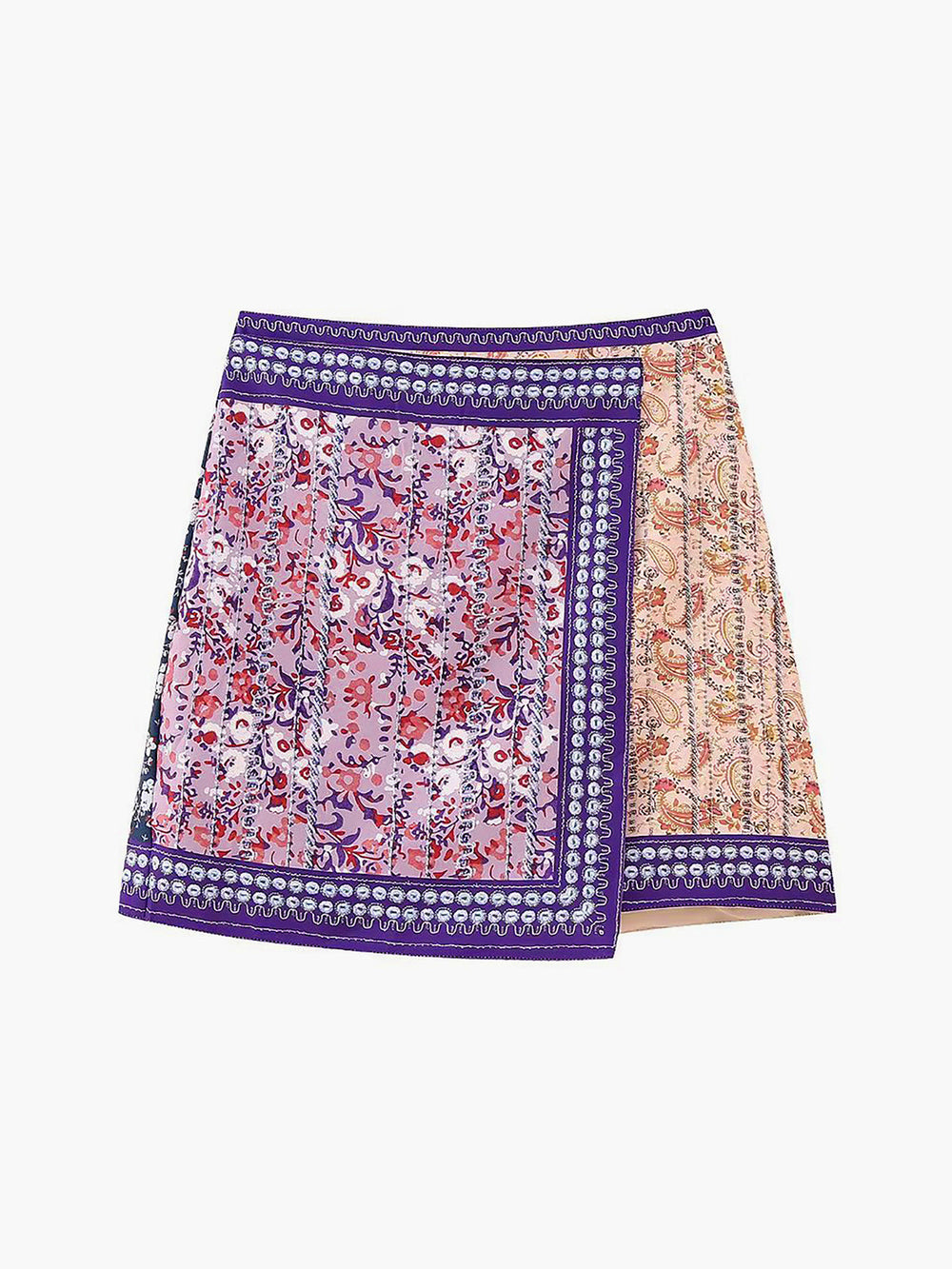 Asymmetric Floral Printed Mini Skirt