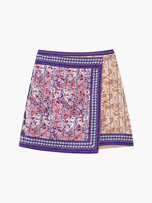 Asymmetric Floral Printed Mini Skirt