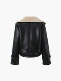 Too Blessed Sherpa Lined Shearling Leather Flight Jacket