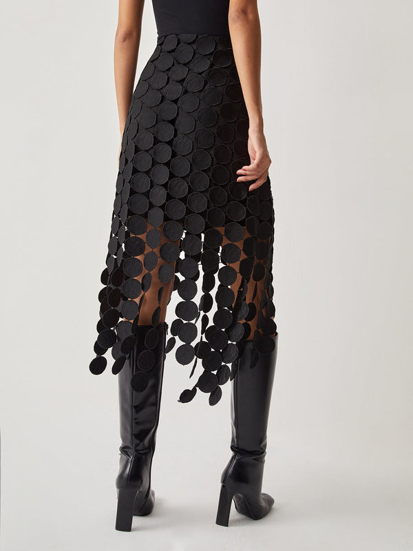 Laser Cut Multi Circle Double Layered Skirt