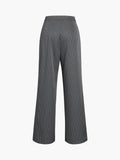 Pinstripe Pleated Wide Leg Dress Pants