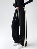 Drawstring Contrast Trim Wide Leg Sweatpants