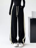 Drawstring Contrast Trim Wide Leg Sweatpants