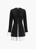 Blazer V-Neck Buttoned Short Dress