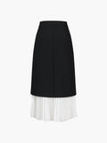 Two Tone Pleated Long Skirt