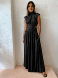 Mock Neck Cut Out Long Dress