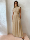 Mock Neck Cut Out Long Dress