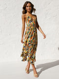 Multi Color Print Cami Midi Dress