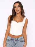 Lace Trim Button Up Tank Top