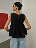 Pleated Peplum Sleeveless Blouse