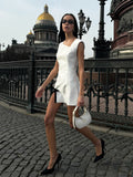 Asymmetrical Bow Decor Split Short Dress