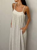 Linen Pockets Cami Long Dress