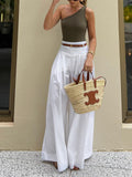 Cotton Pleated Wide Leg Pants