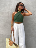 Cotton & Line Crisscross Halter Tank Top