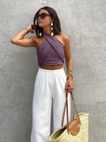 Cotton & Line Crisscross Halter Tank Top