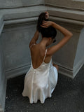 Satin Backless V-Neck Dress