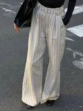 Pinstripe Zippered Wide Leg Pants