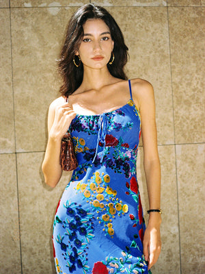 Printed Spaghetti Strap Midi Dress