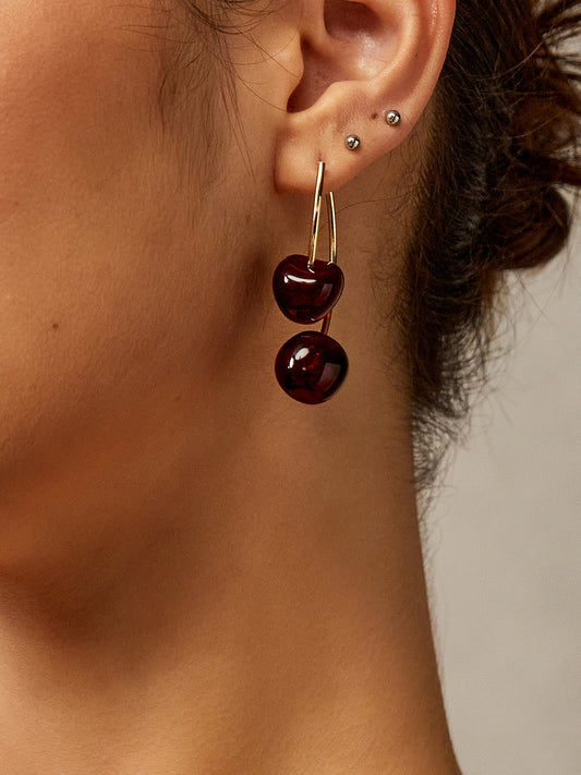 Cherry Charm Dangle Earrings