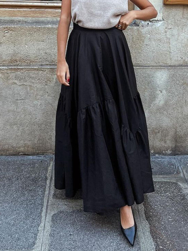 Asymmetrical Pleated Maxi Skirt