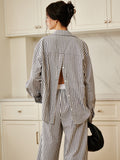 Cotton & Linen Pinstripe Loose Shirt