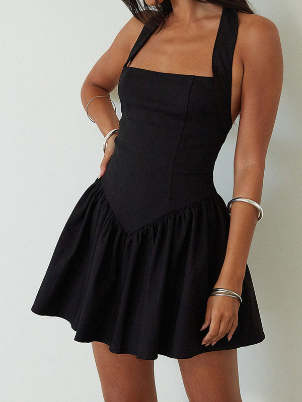 Halter Panel Corset Short Dress