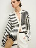 Satin Striped Button Cozy Shirt