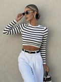 Striped Crop Bodycon Knit Top