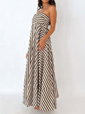 Striped Pleated Cami Long Dress