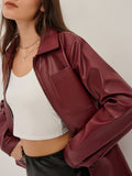 Lapel Zipper Faux Leather Jacket