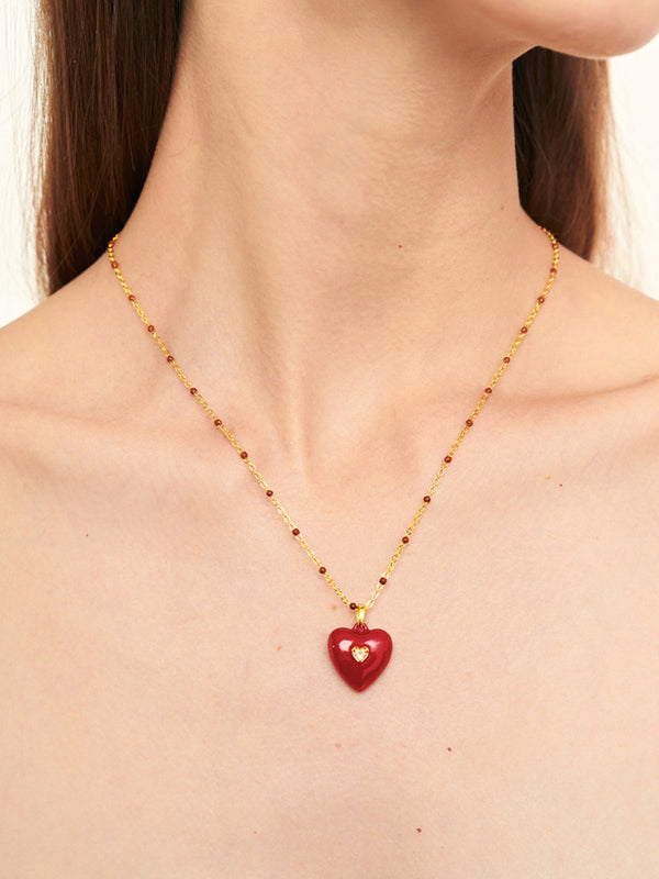 Vintage Red Heart Necklace