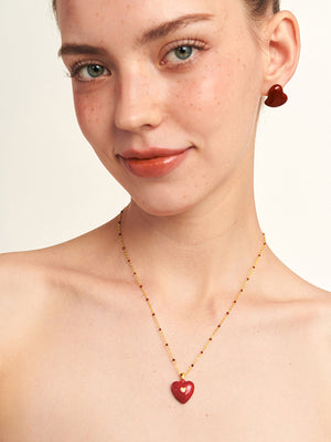 Vintage Red Heart Necklace