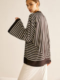 Satin Striped Button Cozy Shirt