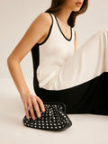 Studded Pleated Clutch Bag