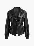 Split Belted Faux Leather Jacket