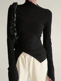 Asymmetrical Long Sleeve Slim Top