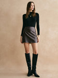 Plain Faux Leather Mini Skirt