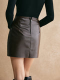 Plain Faux Leather Mini Skirt