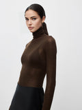 Wool-Blend Turtleneck Sheer Sweater