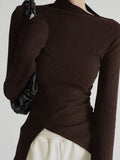 Asymmetrical Long Sleeve Slim Top