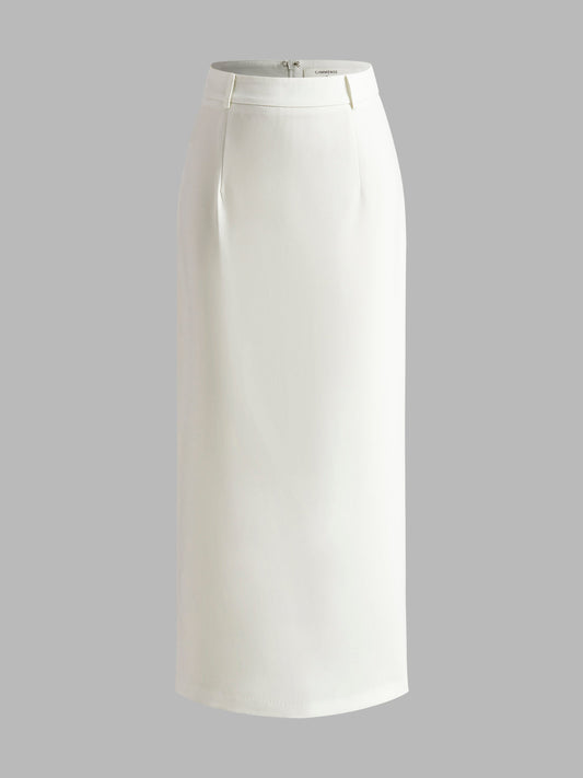 Elegant Slit Back Maxi Skirt Without Belt