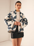 Color Block Printed Warm Jacket